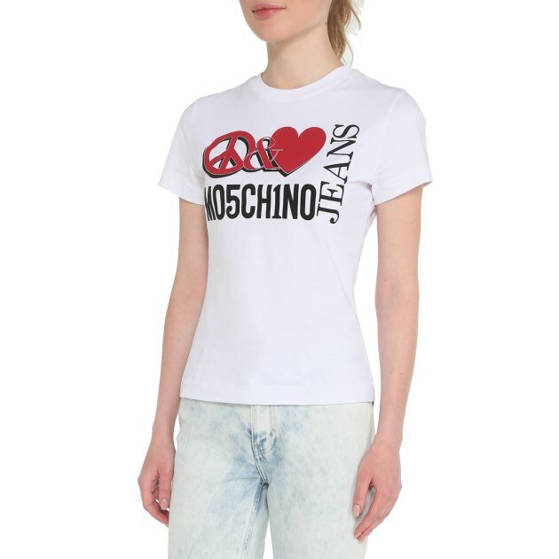 Футболка MOSCHINO JEANS, размер XS, белый