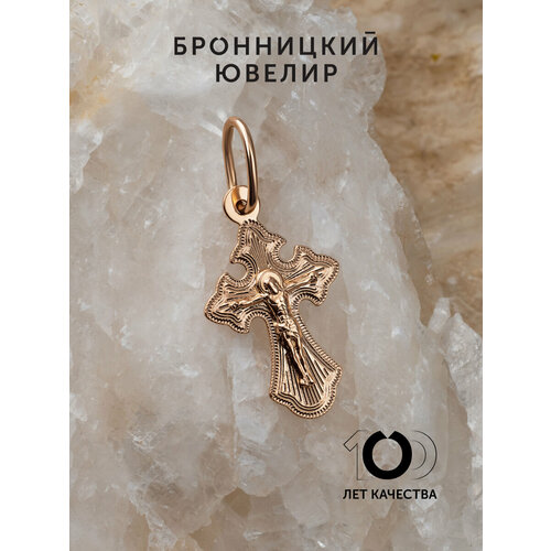 фото Крестик бронницкий ювелир, красное золото, 585 проба, золотистый