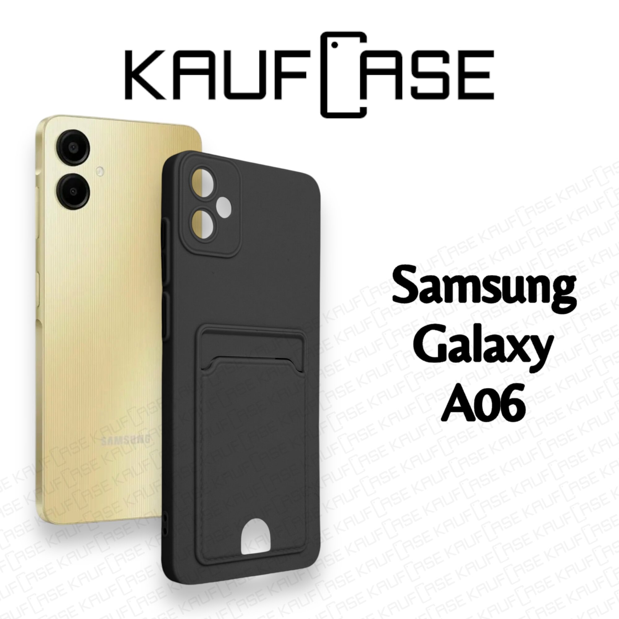 Силиконовый матовый чехол на Samsung A06 (A065) (6.7"), черный. Карман для пластиковых карт — фото 1