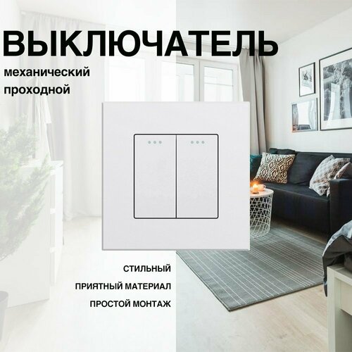 Механический выключатель, проходной, рамка ABS, 1 пост (2кл.)