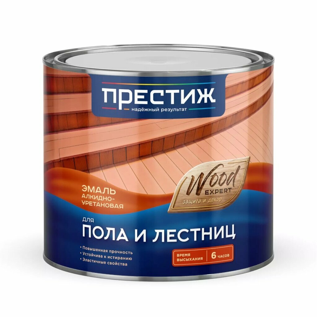 Эмаль Престиж для пола и лестниц быстросохнущая алкидно-уретановая глянцевая желто-коричневая 1.9 кг