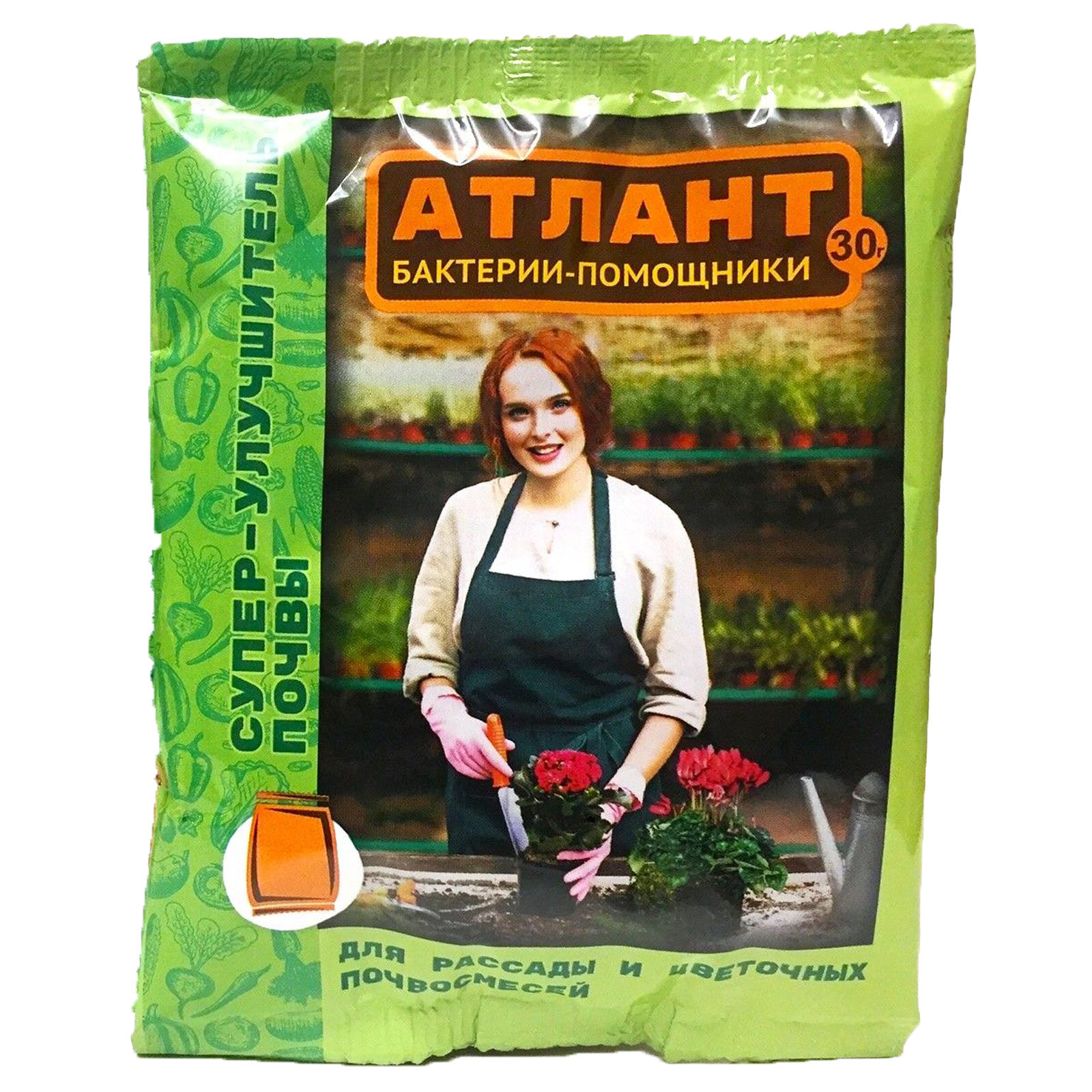 Атлант, микробиологическое удобрение для оздоровления почвы, 30 г