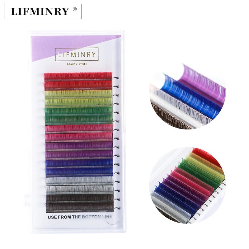 LIFMINRY накладные ресницы синтетические 8 цветов 16 линий C 0.10 мм 14mm1tray