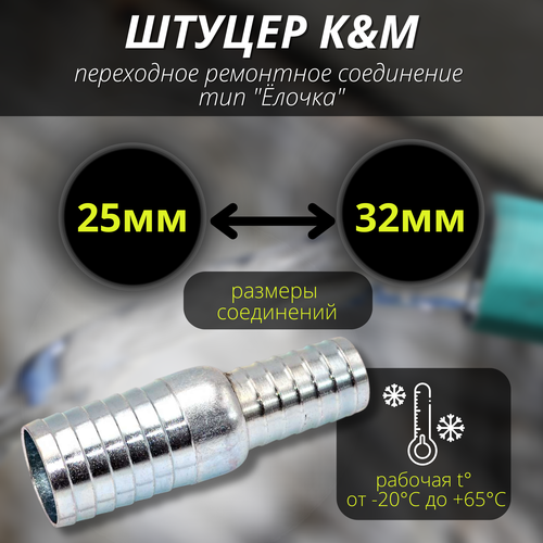 Соеденитель для шлангов 25-32 мм переходное тип "Ёлочка"