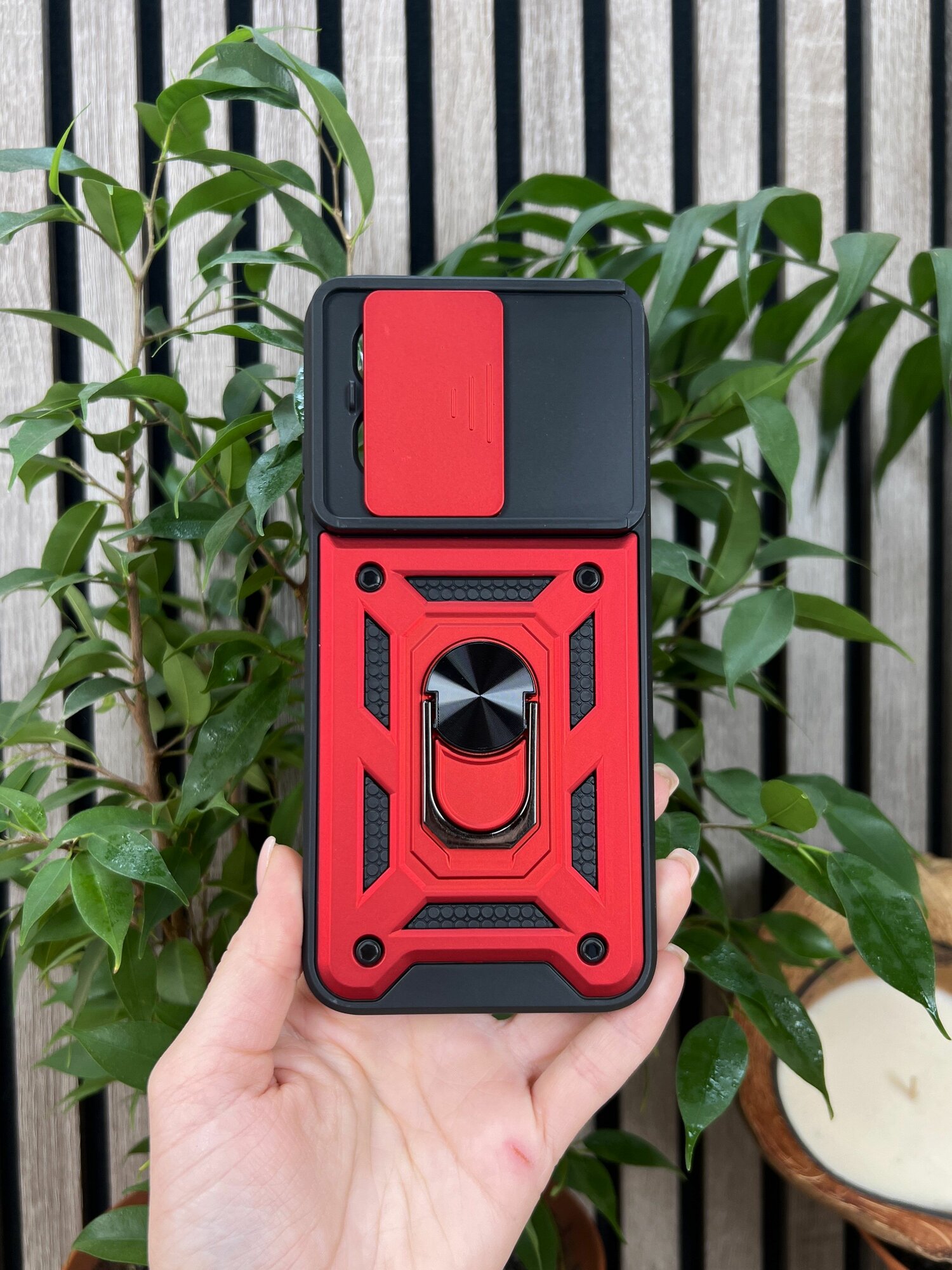 Чехол противоударный armors на Infinix Hot 50i и Infinix Smart 9 / Инфиникс Хот 50i и Инфиникс Смарт 9 с защитой камеры (Красный) — фото 1