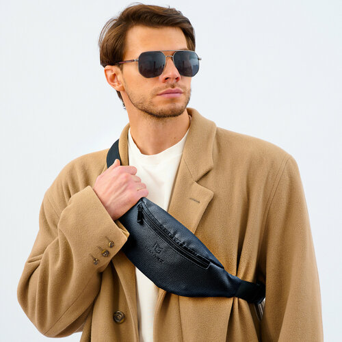 Сумка кросс-боди GiMARZ, фактура зернистая, черная