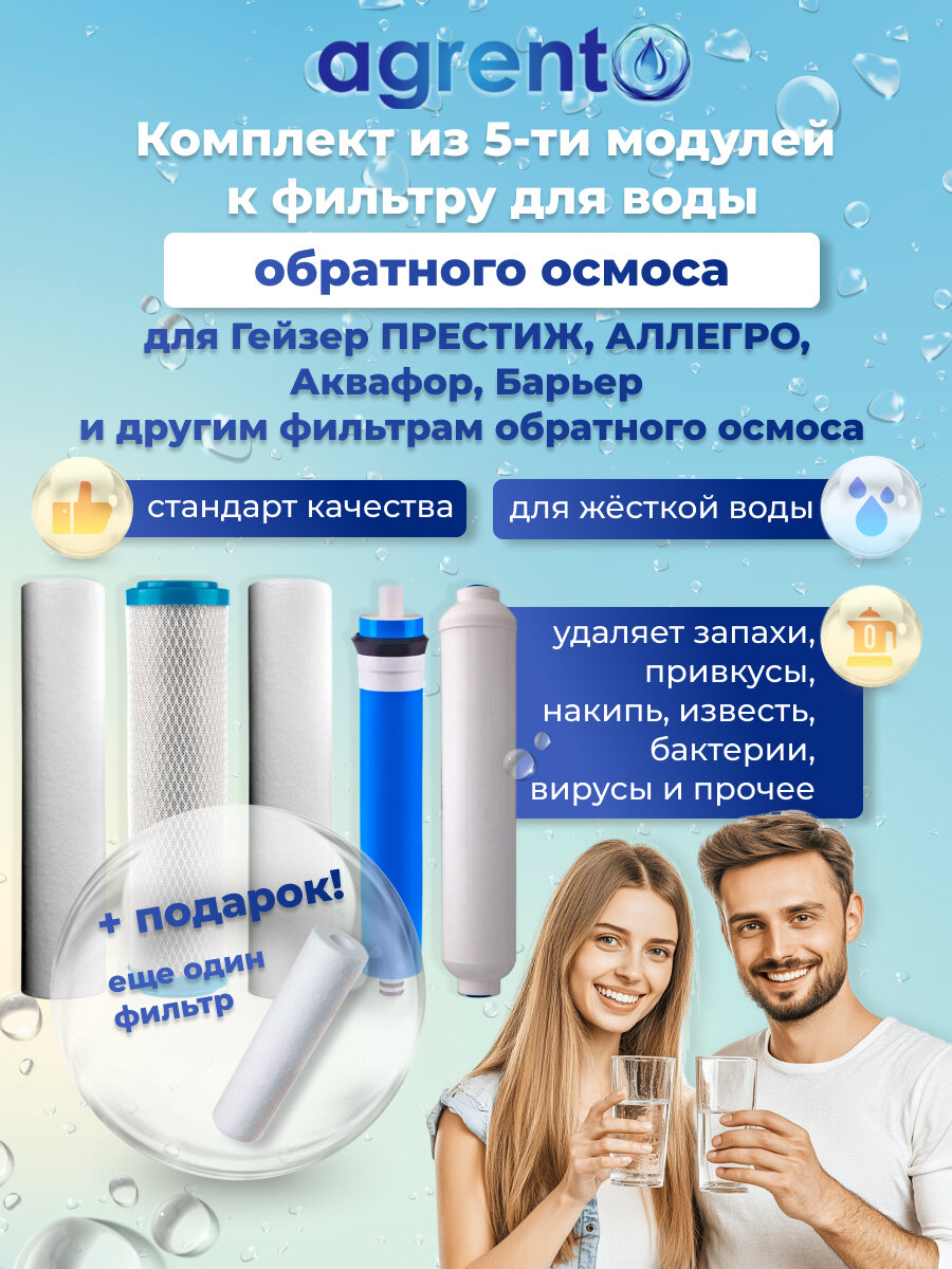 Комплект сменных подходит к Аквафор Гейзер ПРЕСТИЖ АЛЛЕГРО и доп. модуль в подарок