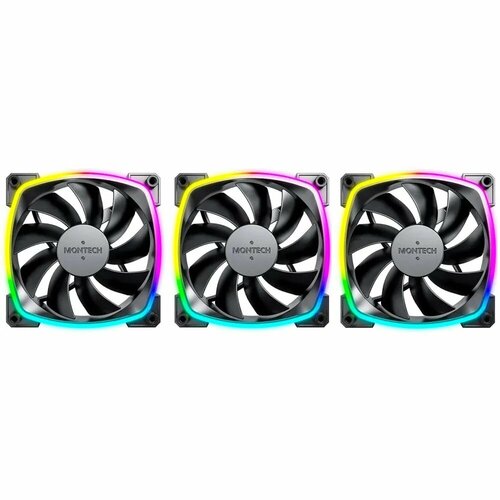 Комплект вентиляторов 120x120x25 MONTech AX120B3P 3 шт AX120 PWM 3pin ARGb Black 3665₽