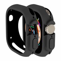 Силиконовый чехол CAOWTAN на экран для Apple Watch серий 4-8, 38-44 мм, размеры и цвета в ассортименте, black, 44MM
