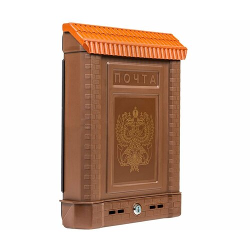 Ящик почтовый Премиум 6125-00 с пластиковой защелкой и накладкой коричневый с орлом 1013₽