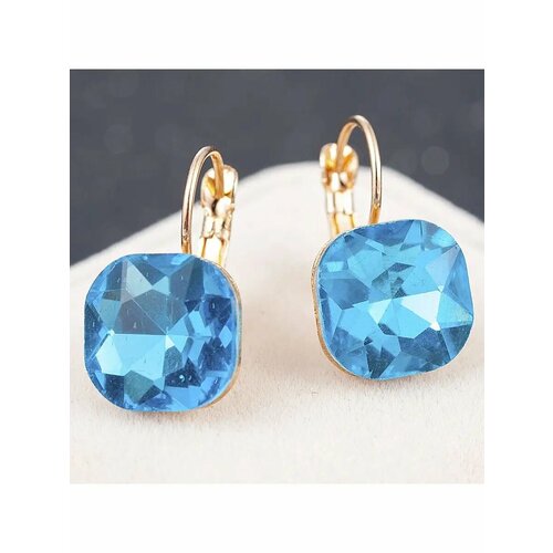 фото Серьги конго, пусеты, фианит, золотой, синий be self true jewel