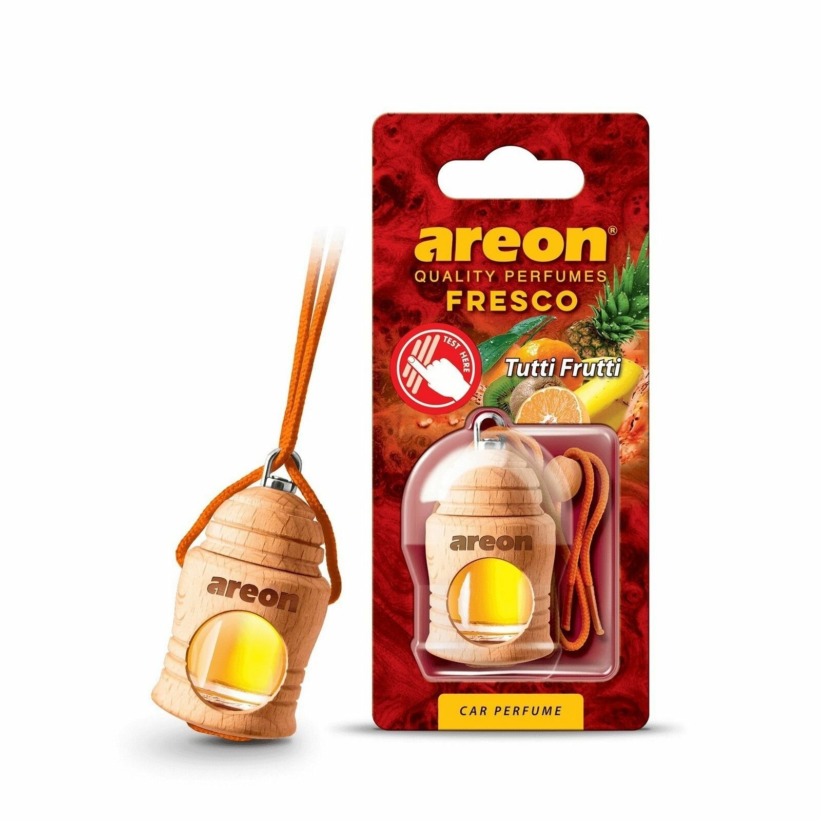 Ароматизатор подвесной (Tutti-Frut/Тутти-фрутти) "AREON" Fresco (деревянная бутылочка)