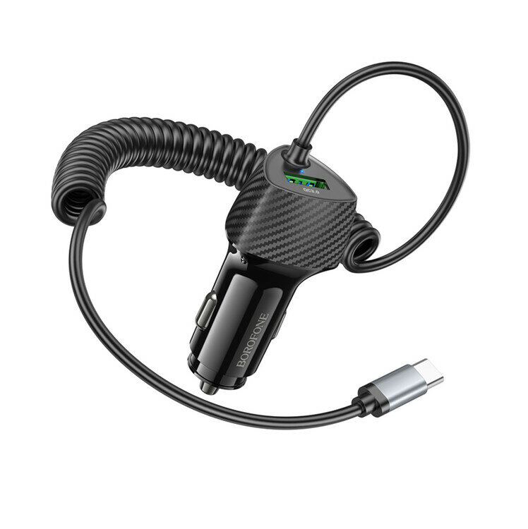 Автомобильная зарядка с кабелем Type-C Borofone BZ31E Solid 48W встроенный Type-C кабель + 1 порт USB-A