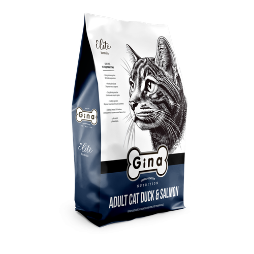 Gina Elite GF Cat Duck & Salmon сухой беззерновой корм для взрослых кошек с уткой и лососем - 1 кг