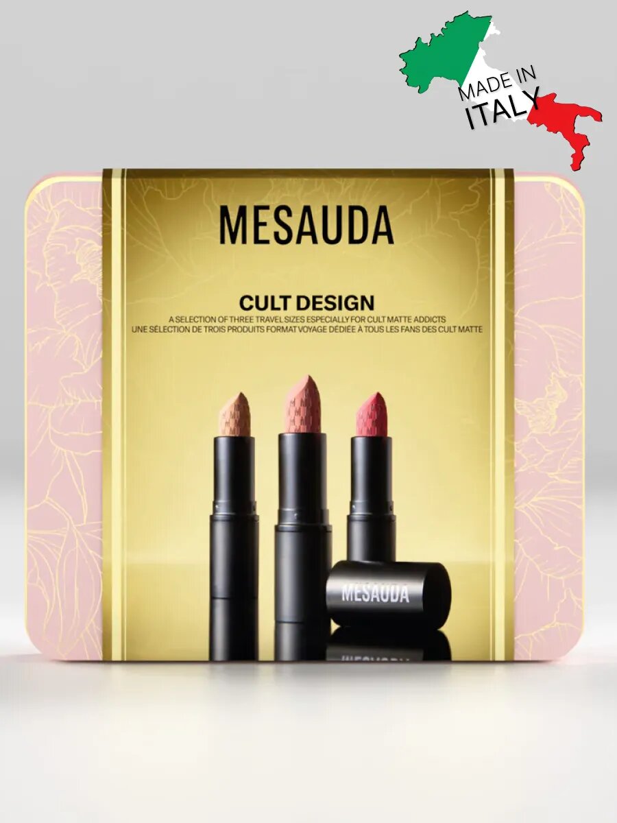 Набор помад Mesauda "Cult Matte", кремовые, матовый финиш, тревел формат, 3 шт