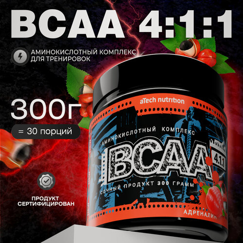 Изображение товара Комплекс аминокислот BCAA/ВСАА 4:1:1 аTech Nutrition вкус Адреналин 300 г