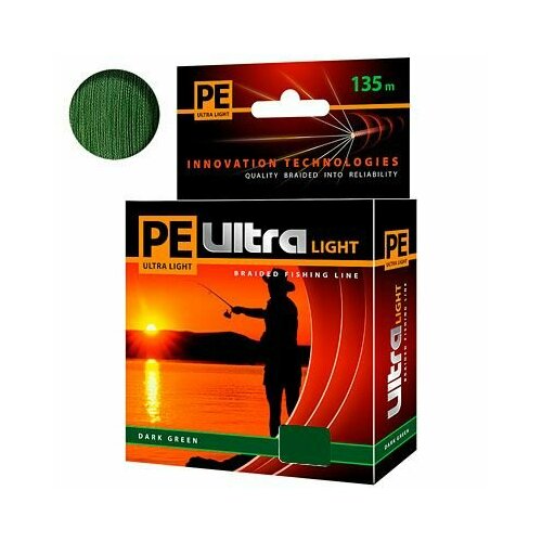 AQUA Плетеный шнур AQUA PE ULTRA LIGHT 135m dark green, 0.10mm