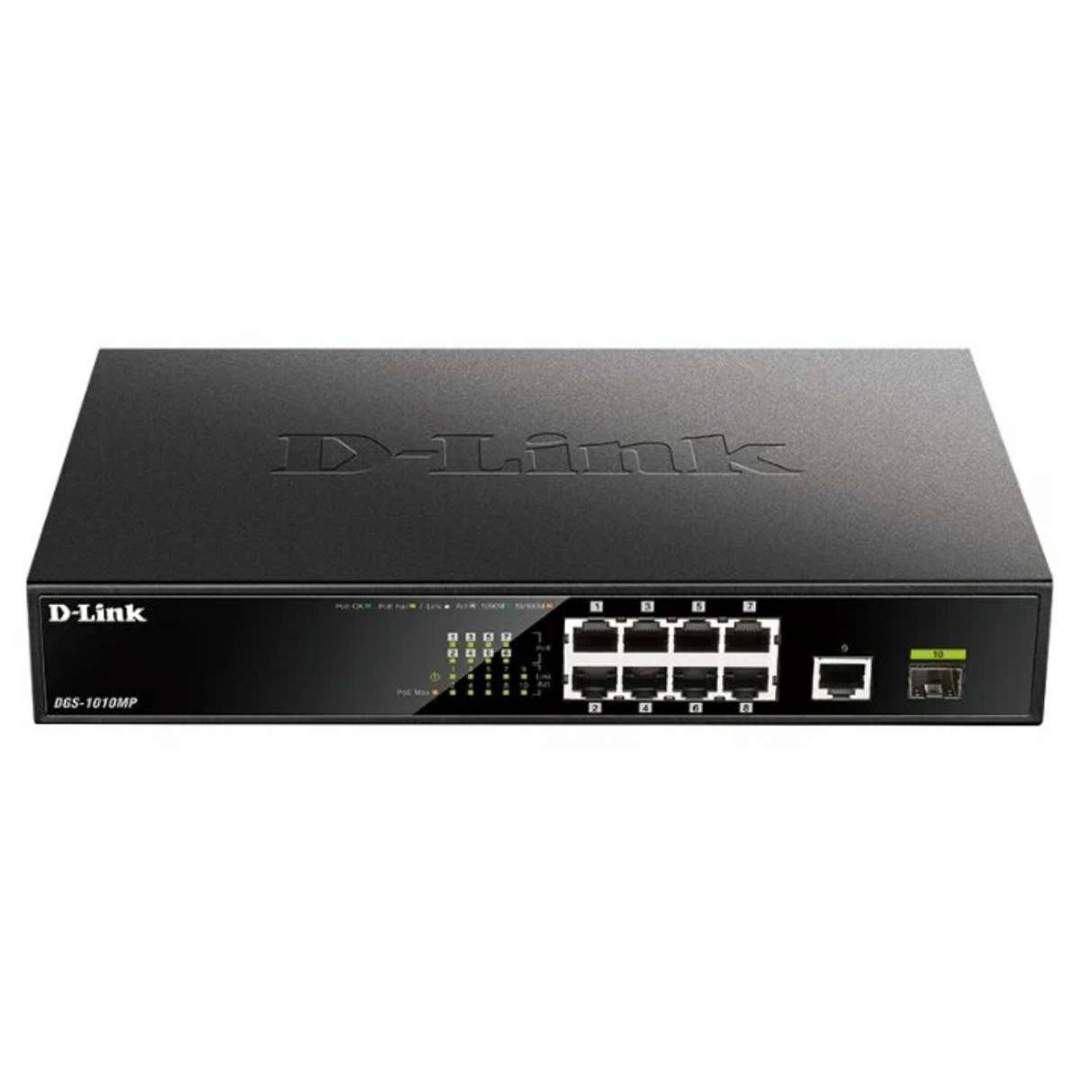 Коммутатор D-Link DGS-1010MP/A1A, неуправляемый с 9 портами 10/100/1000Base-T