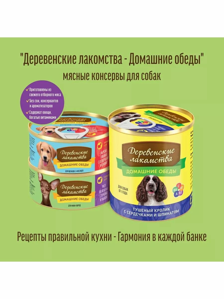 Корм для собак Деревенские лакомства Домашние обеды нежная индейка с рубцом и цукини 100 г - фото №6