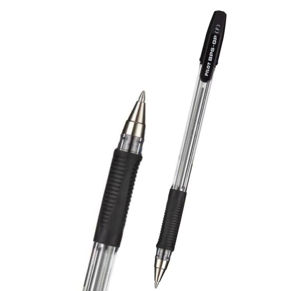 Ручка шариковая 12 шт PILOT BPS-GP-F, резиновая манжета, 0,7мм, цвет чернил черный — фото 1