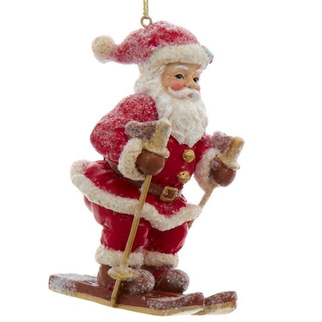 Елочная игрушка Санта на Лыжах - Happy Xmas 10 см подвеска