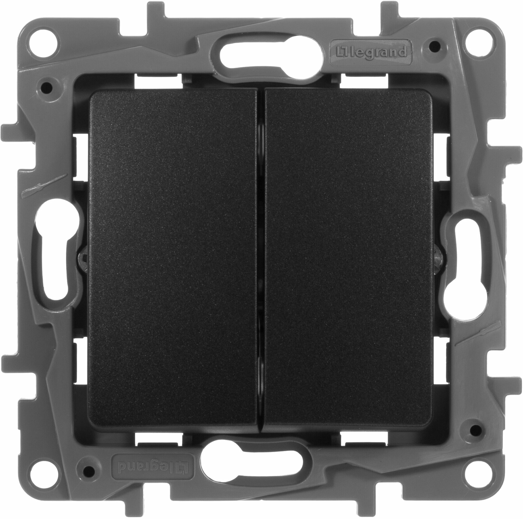 Legrand Etika Антрацит Выключатель 2-клавишный, авт. клеммы, 10 AX, 250 В 672602