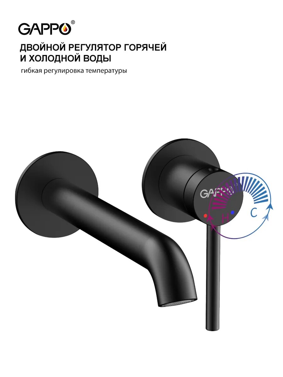 Смеситель для раковины скрытого монтажа Gappo G1206-6 — фото 1