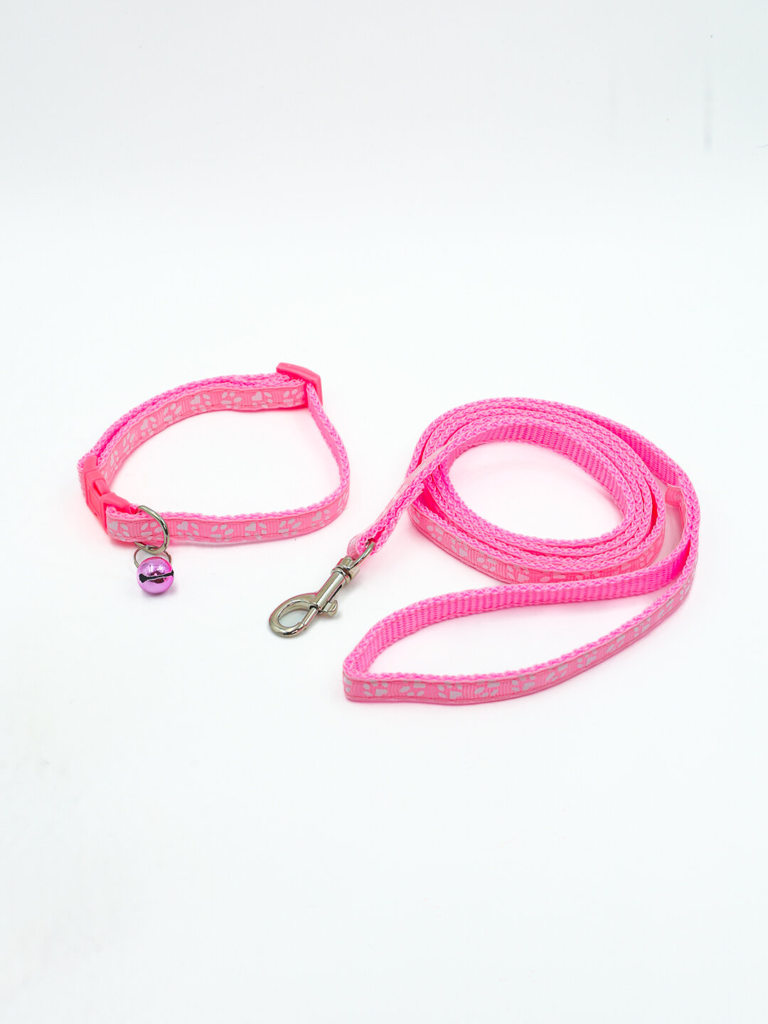 Ошейник с поводком и бубенчиком для собак У006-CN - 078, Розовый — фото 1