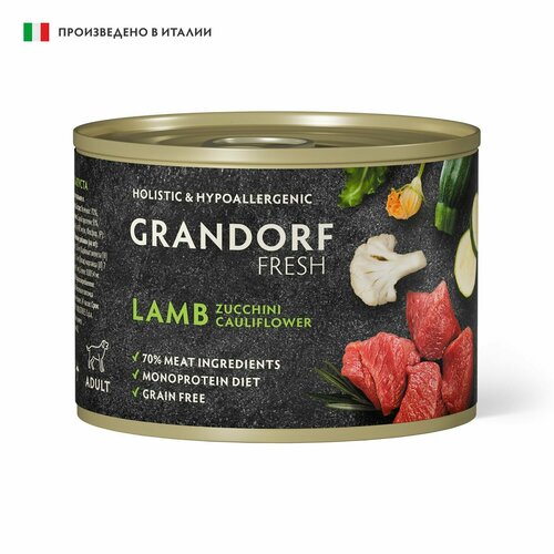 Консервы для собак GRANDORF FRESH Паштет д/с из ягненка с цукини и цветной капустой 6 х 200 г