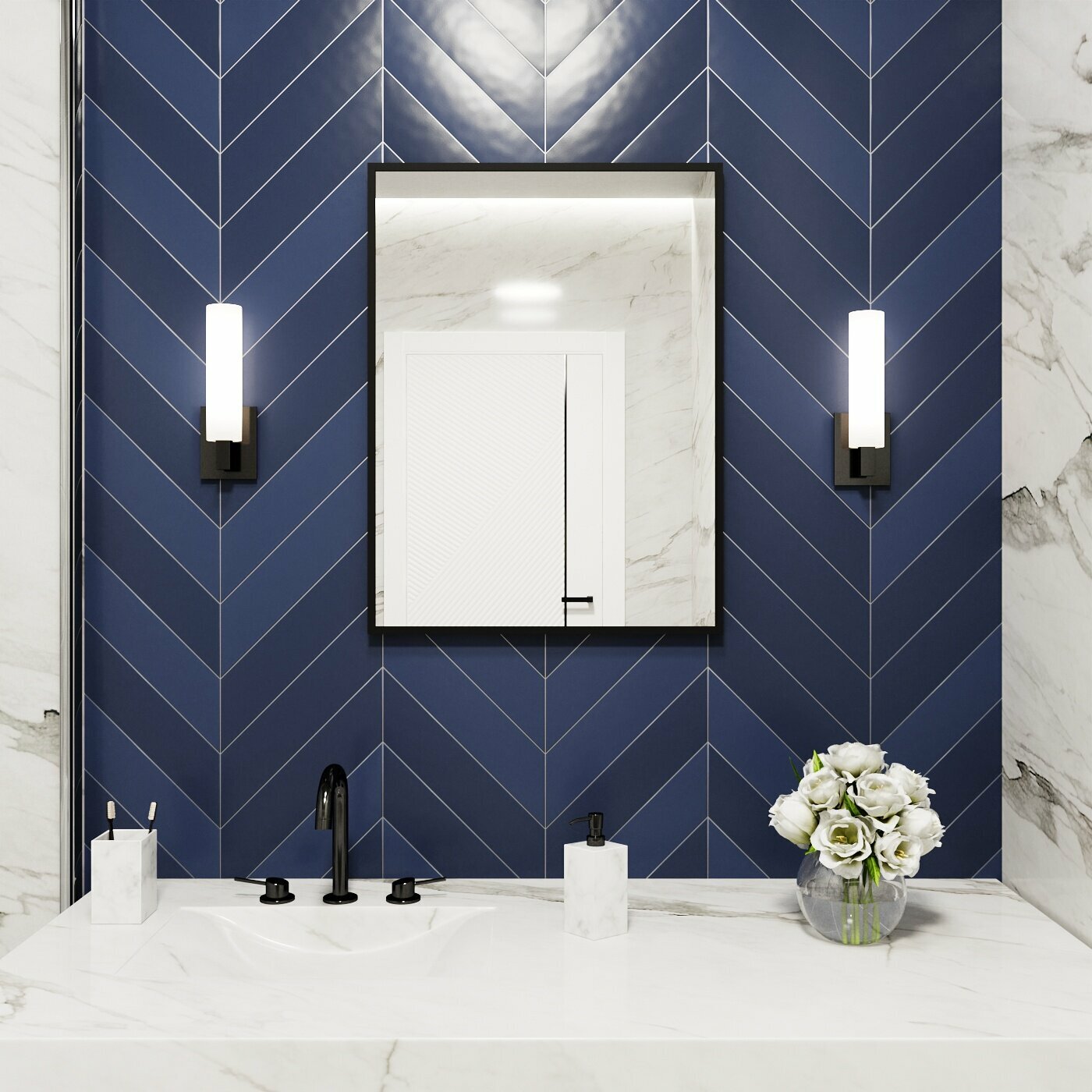 Зеркало настенное в алюминиевой раме BLX MIRROR 60х40 см. Черное