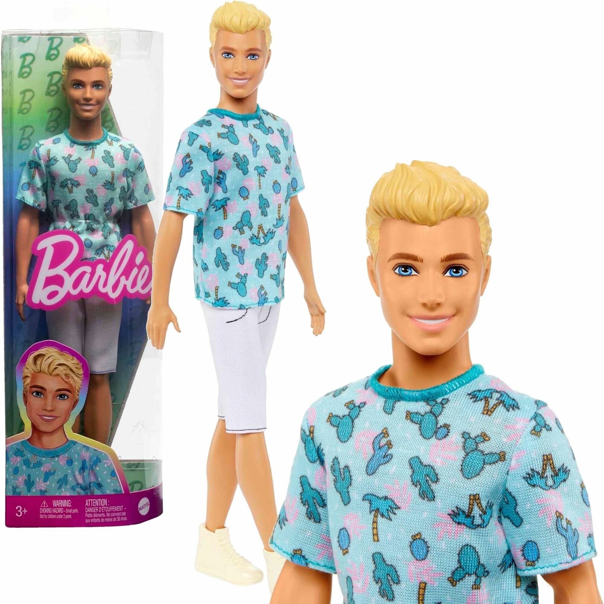 Кукла Mattel Barbie Fashionistas - Кукла Кен блондин в майке с кактусами - Барби HJT10