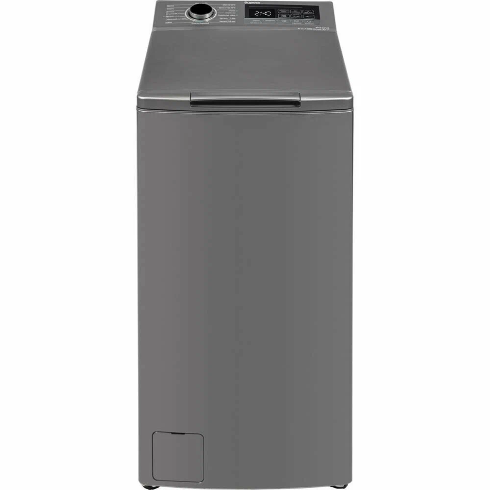 Стиральная машина БИРЮСА WM-MT813/05 M металлик с вертикальной загрузкой 8 кг 1300 об/мин инверторная с паром 16 программ