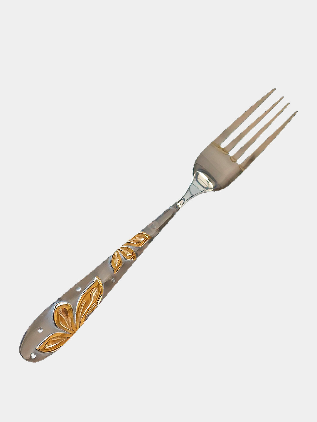 Вилки столовые набор 6 шт из нержавеющей стали с золотыми элементами, гипоаллергенные — фото 1