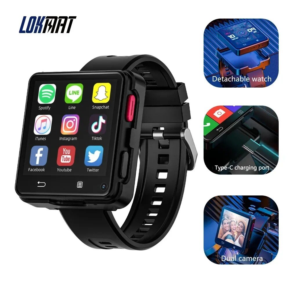 LOKMAT APPLLP 2 MAX 4G Smart Watch Водонепроницаемые Умные Часы Android 11.0 Для Игр Google Play Объемом 3 ГБ И 32 ГБ