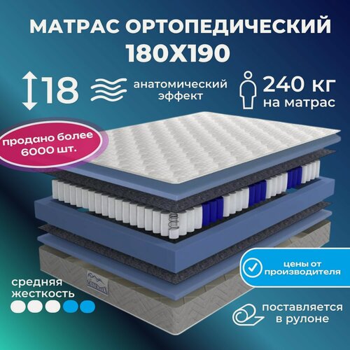 Изображение товара Matratex Матрас 180x190, независимые пружины, ортопедический, двуспальный, лидер кокос