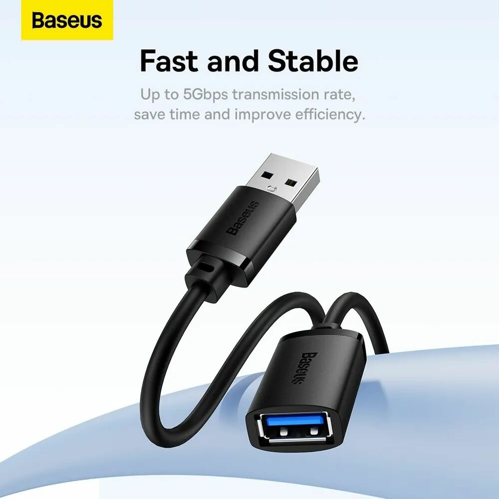 Кабель-удлинитель USB 3.0 Baseus AirJoy Series 5 метров - Черный