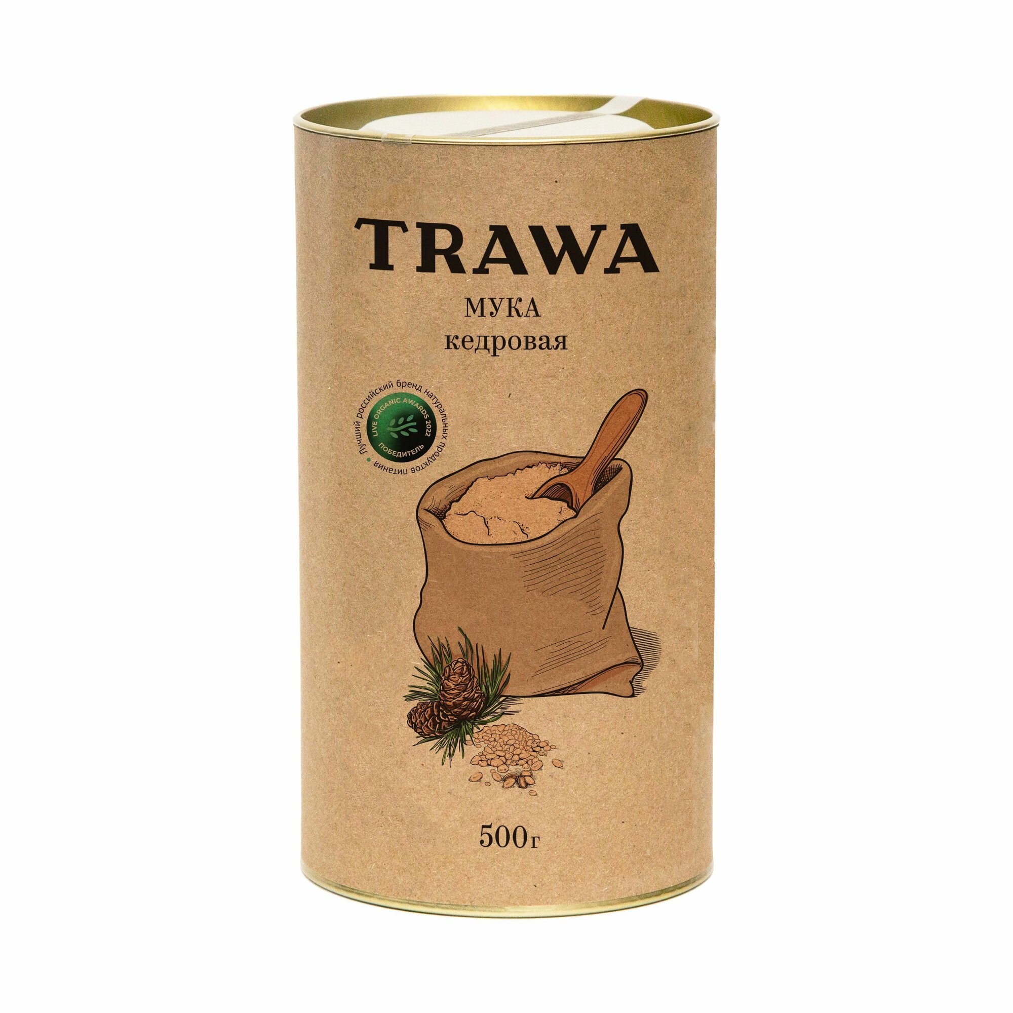 TRAWA Мука кедровая обезжиренная 500 гр. / Для выпечки и Панировки / Без глютена