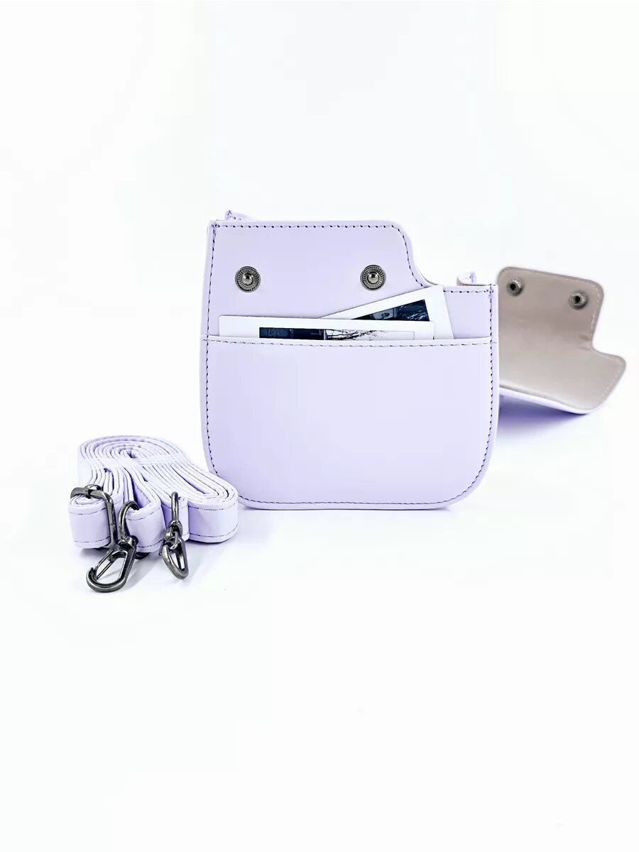 Чехол для фотоаппарата Instax mini 12 с кармашком, ударопрочный, с ремешком, магнитная застежка — фото 1