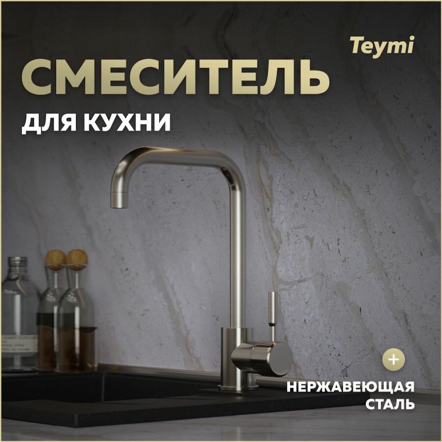 Смеситель для кухни нержавеющая сталь Teymi Helmi T10262