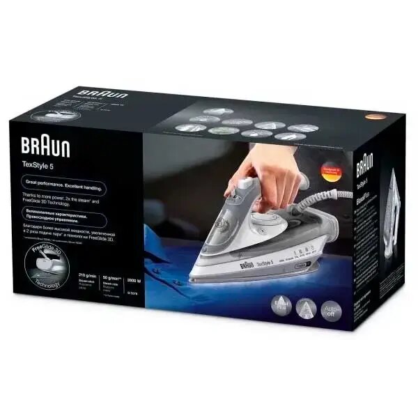 Утюг Braun SI5078GY, Вертикальное отпаривание: Есть, Вес(кг): 1.2, Длина сетевого шнура(м): 2