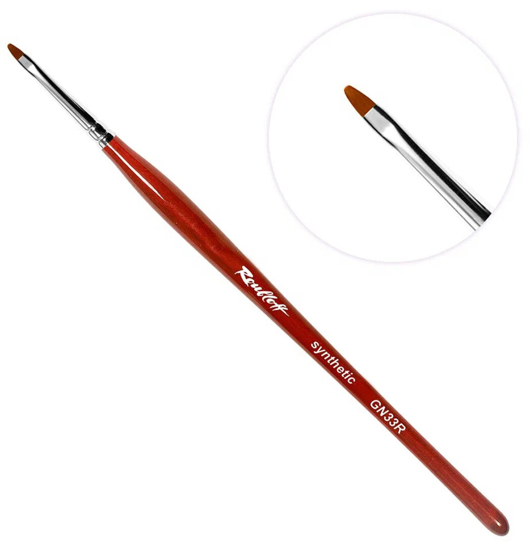 Кисть Roubloff GN33R овальная из синтетики для геля №4, для дизайна ногтей