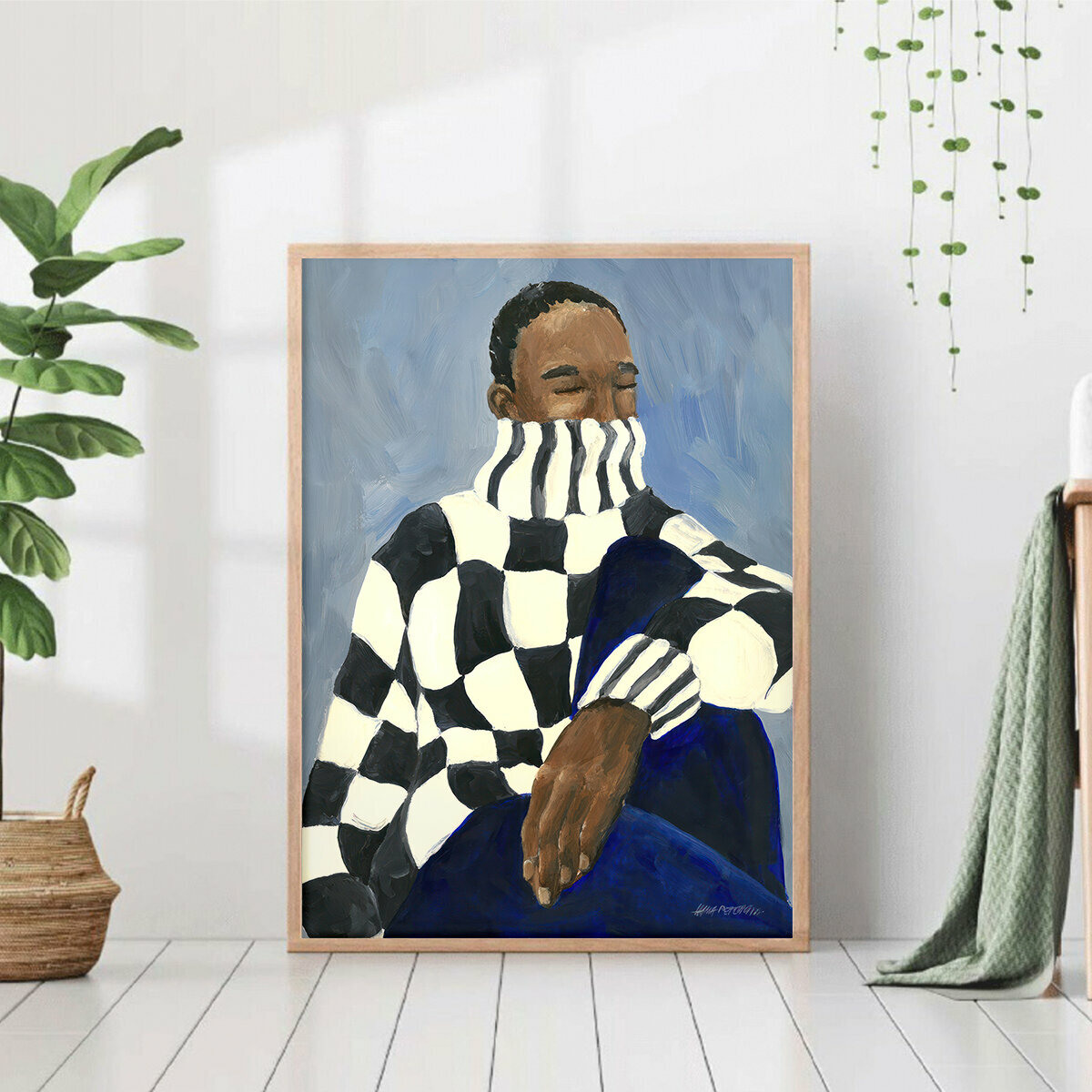 Постер "Мужчина в свитере абстракция" 50x70 без рамки для интерьера на стену