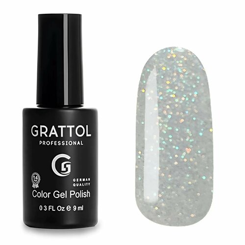 Grattol Opal Azure - Гель-лак, Голубой с глиттером, с эффектом драгоценного камня, 9 мл