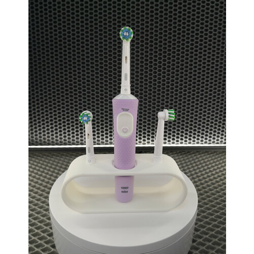 Подставка для одной электрической зубной щетки, с 2-мя держателями насадок, белая