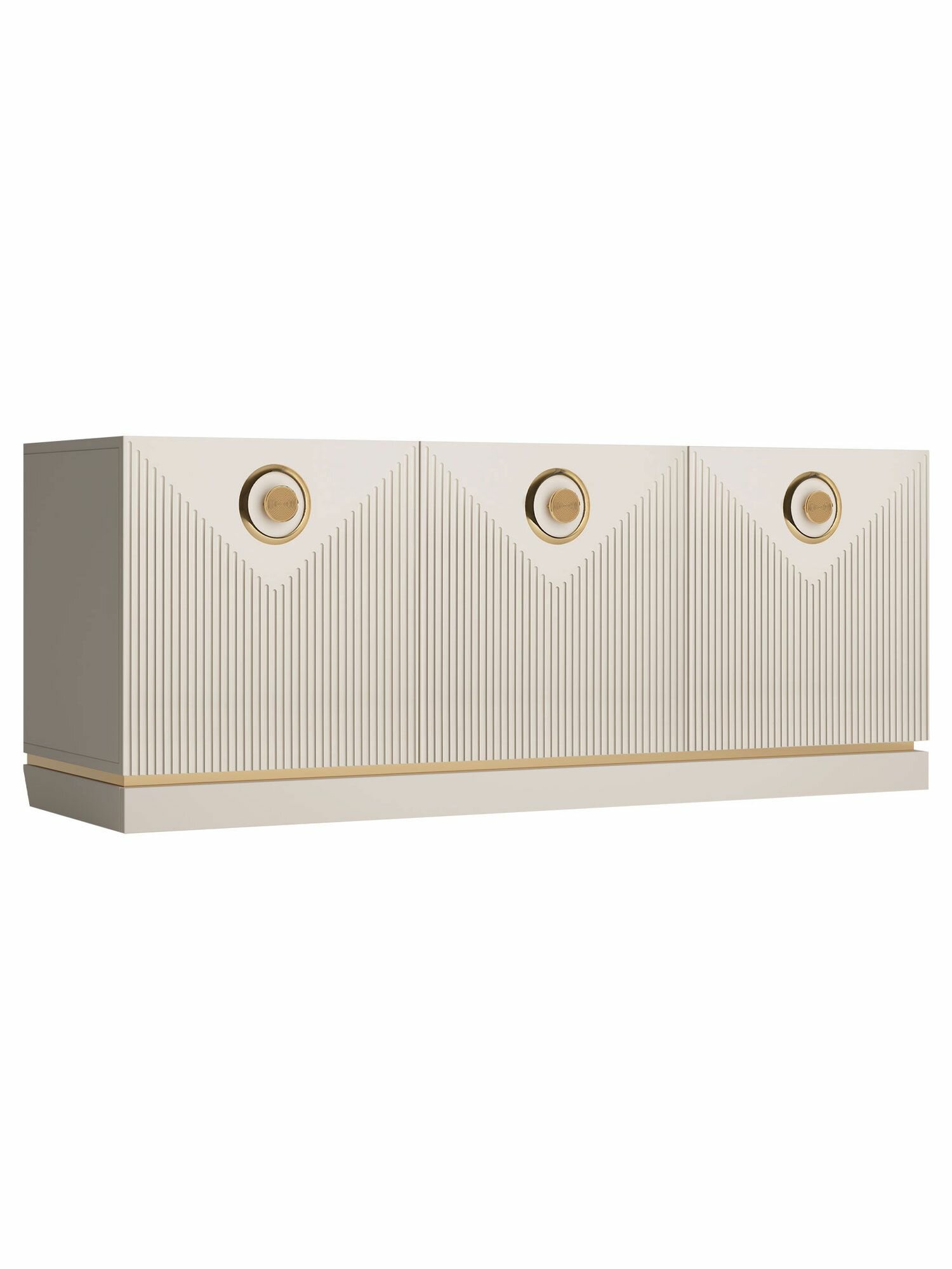 Тумба под телевизор напольная Капри ТВ, с полками, с дверцами, с доводчиками, 135х42х52.6 см, Сатин