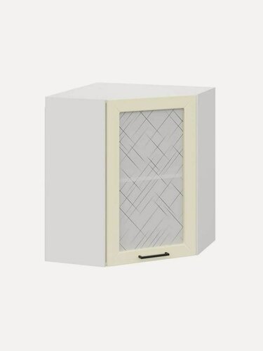 Изображение товара Кухонный модуль навесной, угловой шкаф Сектор с доводчиками, с полками, 60х60х72 см, Белый / Магнолия со стеклом