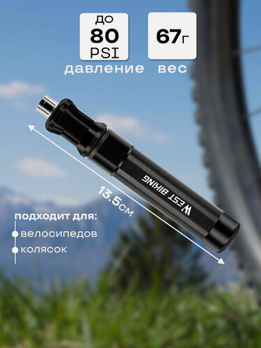 Изображение товара Насос для велосипеда ручной West Biking ниппель Schrader/Presta, с креплением