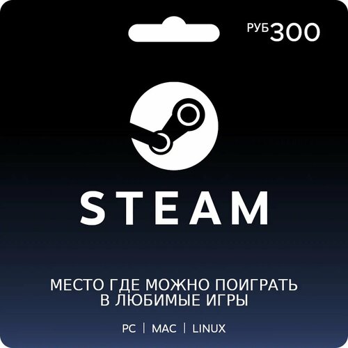 Подарочная карта Steam Россия 300 рублей Цифровой код пополнение счета Steam Gift Card Russia 13893600₽