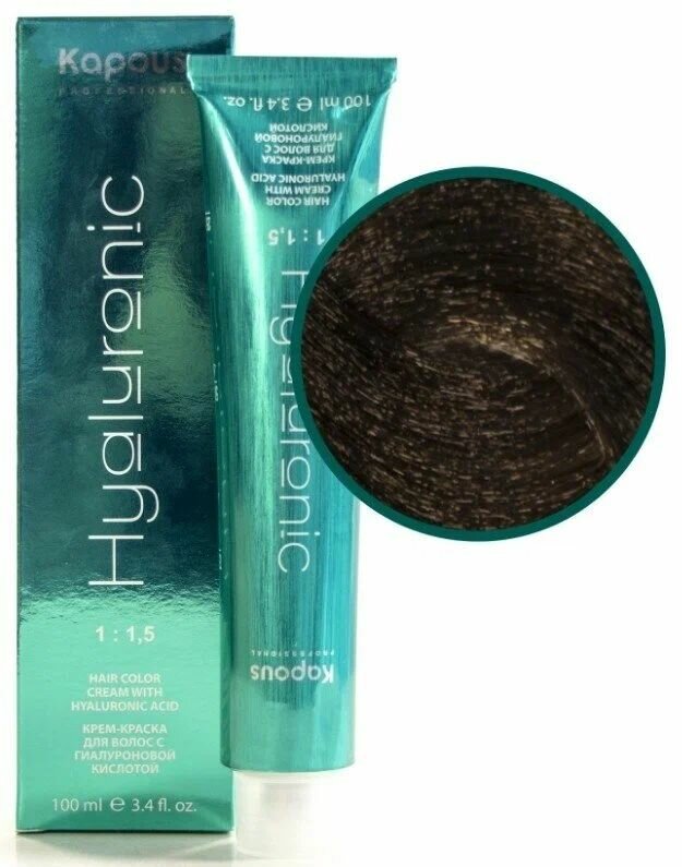 Обзор: KAPOUS PROF HYALURONIC ACID Краска для волос 6.12 темный блондин табачный 100мл