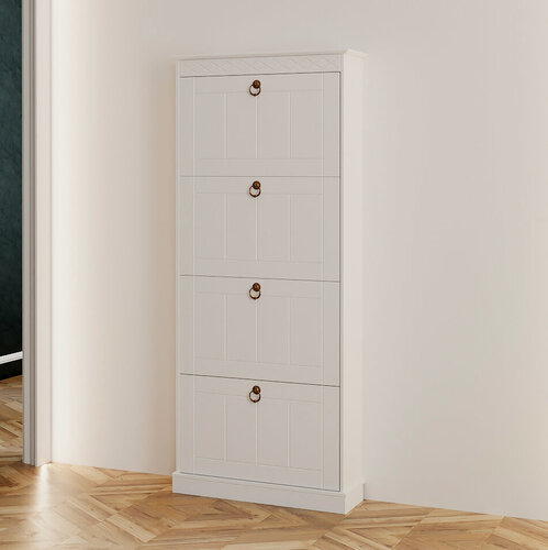 Изображение товара Обувница для прихожей, 66х22х158, Индра, закрытая, тумба для обуви, МДФ, белый, Dipriz